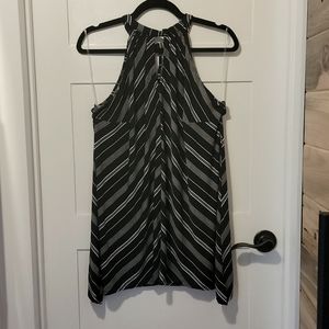 Black and white shoulder less blouse